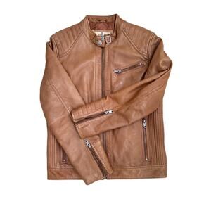 Wilsons Vintage USA Leather Moto Jacket Brown Small Butter Soft